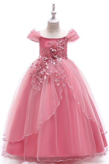 A-Line Beaded Blush Sukienki dziewczęce z aplikacjami